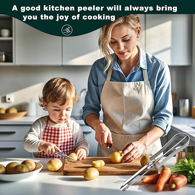 Potato Peelers for Kitchen, 2 Pcs, Just Like Mom's old steel Peeler | for Swivel,Metal,Original,Vegetable,Carrot,left and right handed