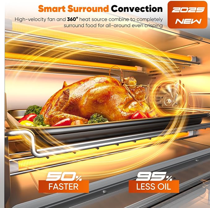 Nuwave Bravo Pro Convection Air Fryer Toaster Oven Combo | 2026 New Improved,10-in-1, 50°-450°F Control, Quick Even Crisp Tech, 21Qt, PFAS Free, Cozy Blue
