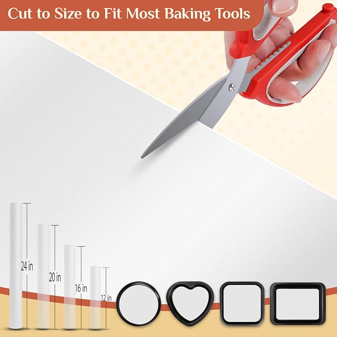 GTJ Silicone Baking Mat Roll, Reusable Baking Sheet Liners, 24 in x 6 ft | Free Cut to Size, Food-Grade, Non-Stick, Non-Slip, For Dough, Pastry, Air Fryer, Freeze Dryer, Oven Pan, Kitchen Counter