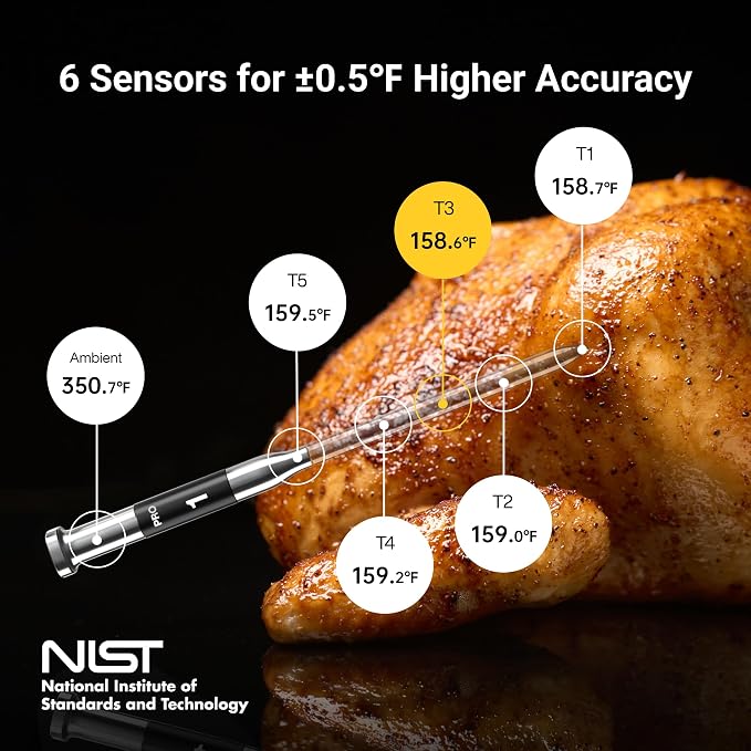ThermoMaven Sub-1G Smart Wireless Meat Thermometer with Standalone Base | 10X Enhanced Signal and Stability, ±0.5℉ Certified Accuracy, WiFi Unlimited Range for BBQ, Oven, Smoker, Grill