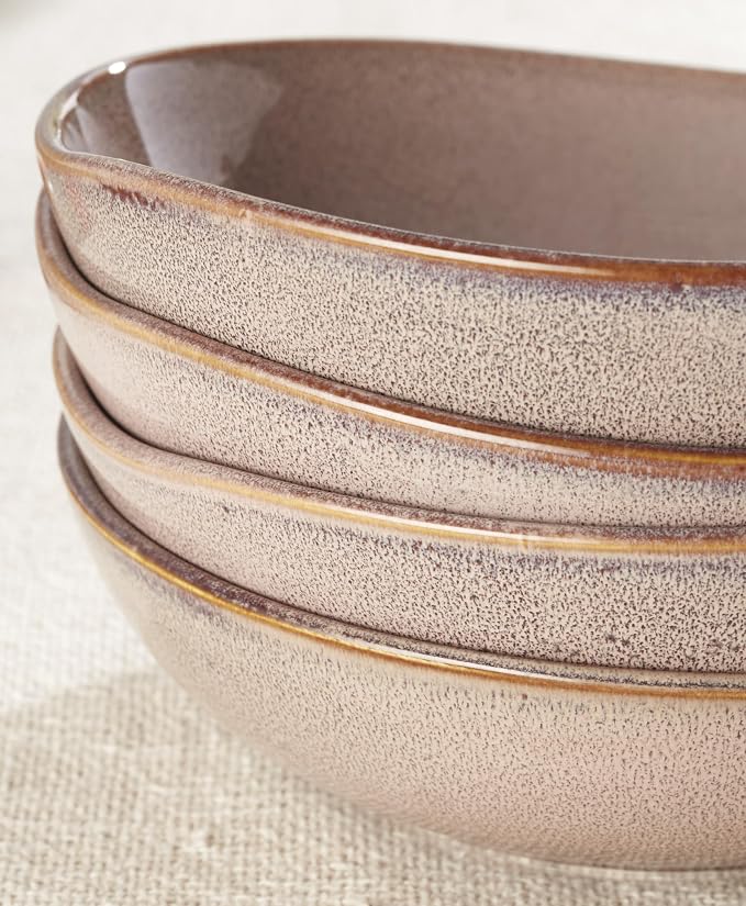 Oneida Organic Shades Clay Stoneware Pasta Bowl Set for 4, 34.5oz | dishwasher safe, microwave safe | kitchen and dining essential | 34.5oz, salad bowls, gift for women