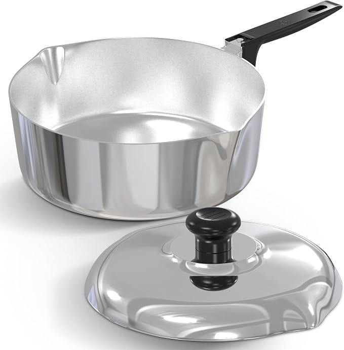 MAGNAWARE Cast Aluminum Sauté Pan with Lid 12 inch - Oven Safe Deep Frying Pan with Lid, Two Side Spouts and Ergonomic Stay-Cool Handle for Comfortable Grip and Pouring (4 Quart)