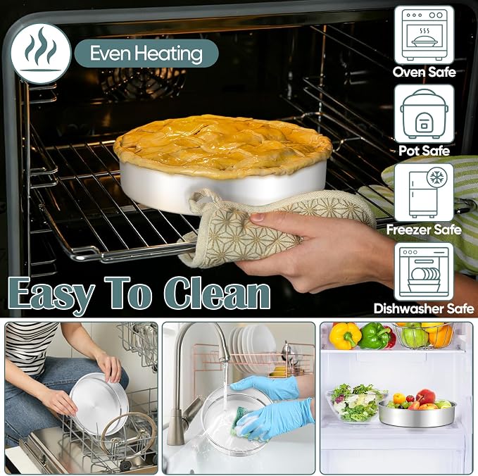 TeamFar 9 Inch Cake Pan, Stainless Steel Round Layer Cake Baking Pan | Baking Tin for Birthday Wedding, Non-Toxic & Heavy-Duty, Mirror Finish & Leak Proof, Oven & Dishwasher Safe