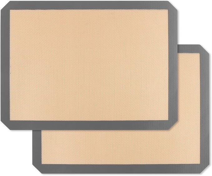 E-far Silicone Baking Mats, 11.5x8.7” Nonstick Reusable Silicone Mat for Kitchen Oven Baking Cookie Bread Pastry, 2Pcs Food Grade Rectangle Silicon Baking Sheet, Heat-Resistant & Easy Clean, Gray