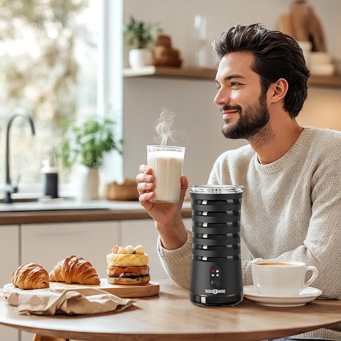 Electric Milk Frother, Paris Rhône 4-in-1 Milk Steamer and Frother, Hot & Cold Foam Milk Warmer with Temperature Control, Auto Shut-Off Frothers for Coffee, Latte,Macchiato, Cappuccino