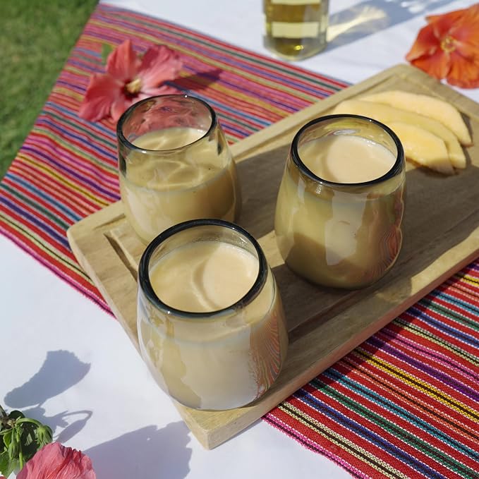 Organic Smoke Hand Blown Stemless Wine Glasses - 100% Recycled Mexican Glassware - Artisan Crafted Drinking Glasses for Cocktails, Tequila, or Water - Set of 6 (16 oz)