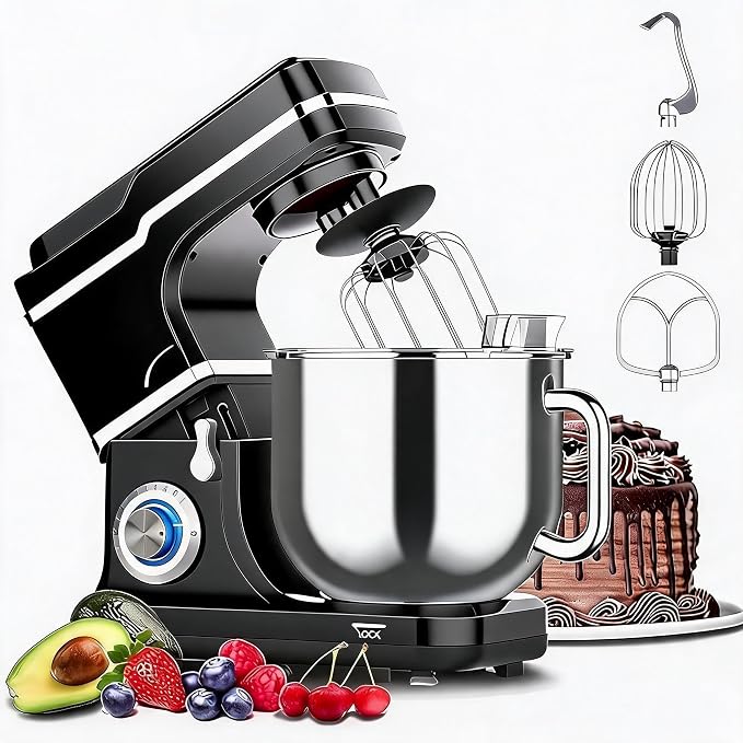 Stand Mixer Dough Mixer 7QT 660W 10-Speed Tilt-Head Dough Mixer, Electric Kitchen Mixer with Stainless Bowl, Hook, Whisk, Beater & Splash Guard, Black (black)