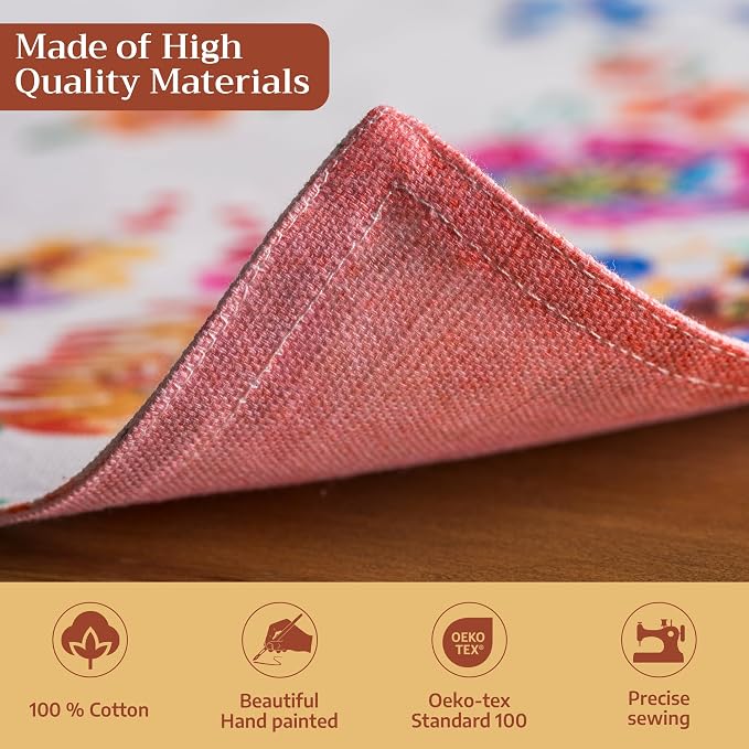 Maison d' Hermine Placemats Set of 4 Reusable 100% Cotton (13"x19") | Cloth Place Mats Washable Table Mats for Kitchen Dining Party Home Restaurant Spring Summer - Happy Florals - High Summer
