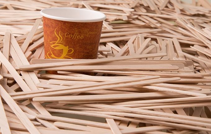 Birch Wood Coffee Stirrers, 7 Inch Round End Wooden Stir Sticks 1000 Pack
