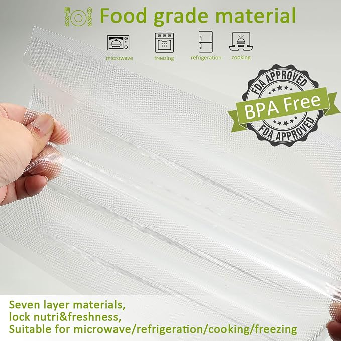 Potane Vacuum Sealer Bags, Precut 150 Gallon 11x16, Quart 8x12, Pint 6x10, Smell-Proof, Puncture Prevention and Heavy duty. Commercial Grade