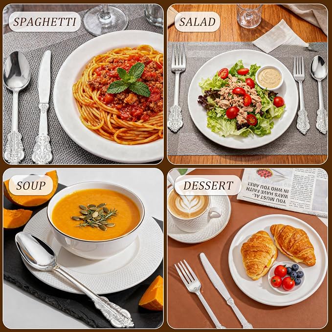 360 Pieces Silver Plastic Silverware- Disposable Flatware - Heavyweight Plastic Cutlery- Includes 120 Forks, 120 Spoons, 120 Knives for Christmas