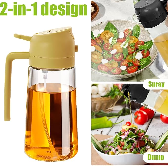 4 Pack Oil Sprayer for Cooking, 16oz Glass Olive Oil Dispenser, Orange | 2 in 1 Spray and Pour, Refillable Oil Mister, For Air Fryer Salad BBQ Kitchen Gadgets