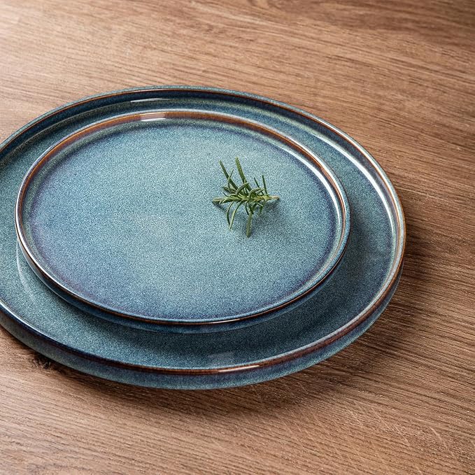 AmorArc Stoneware Dinnerware Sets for 6, 18Pcs Plates and Bowls Sets Dishes | Ceramic Round Reactive Glaze Dishes Set, Highly Scratch Resistant | Dishwasher & Microwave Safe Dishware
