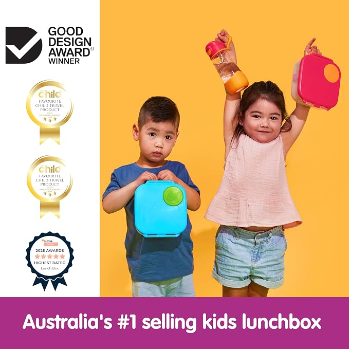 b.box Mini Lunch Box 2-Pack, Snack Containers for Kids, Lunch Box Kids | Bento Box for Kids, Snack Box Lunch Containers, Leakproof, Dishwasher Safe, PFAS + BPA Free, Ages 3+ — Strawberry + Lilac