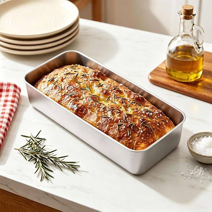 Homikit Stainless Steel Loaf Pans, 12x5 Inches Large Bread Pan Set | Metal Meatloaf Tins Set of 3, Great for Long Sandwich Sourdough, Non Toxic & Nonstick, Oven & Dishwasher Safe