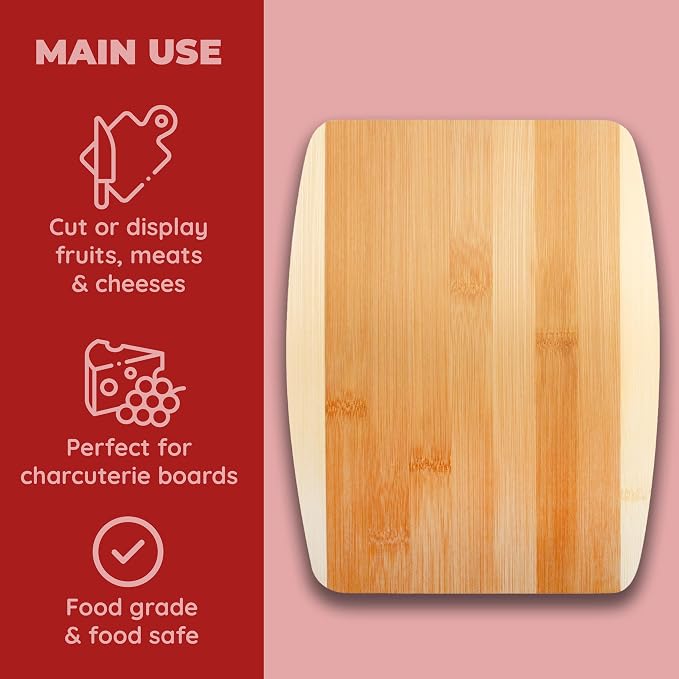 Bamboo Cutting Board – 8 x 10 Inch Medium Cutting Board for Everyday Prep | Durable, Sustainable Bamboo | Ideal for Fruits, Veggies & Cheese | Easy to Clean