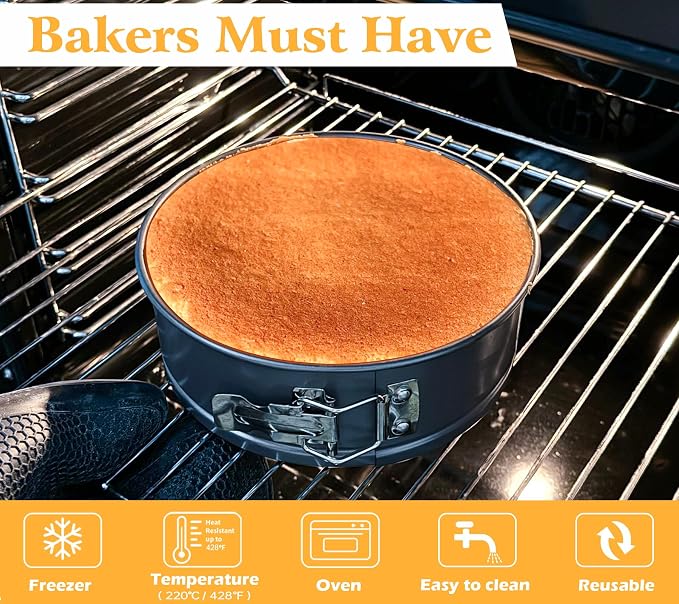 Webake 8 Inch Springform Pan Set for Baking, Nonstick Cheesecake Pan Deep Dish Round Cake Molds with 50 Pcs Parchment Paper Liners