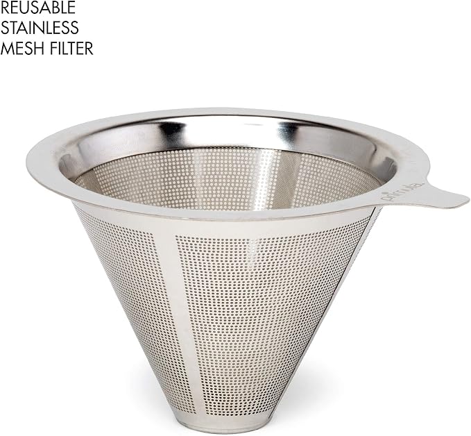 Primula Seneca Pour Over Coffee Maker Removable Ultra Fine Micro Mesh Stainless Steel Filter, 4.8 x 4.8 x 4.8 inches, Black