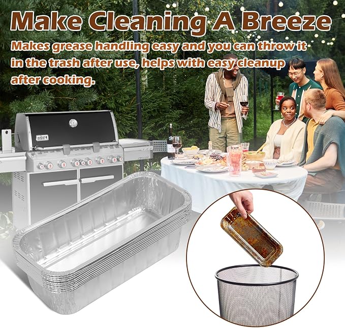 70379 Catch Pan & 6498 Drip Pan Liners for Weber Genesis II 400/600, Summit 400/600 Series Grills, Steel Grease Tray & 6417 10Pcs Foil Grease Pan Liners for Weber SmokeFire & 28''/36" Griddle