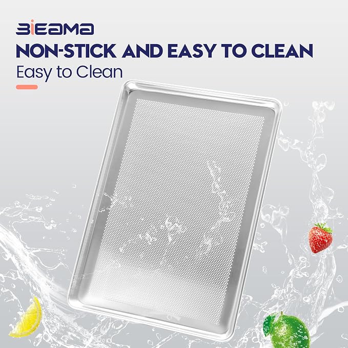 BIEAMA 12 Pack Perforated Full Size 26" x 18" Baking Sheet Pan | Aluminum Commercial Bakery Equipment Cookie Sheets, NSF Approved Baking Tray