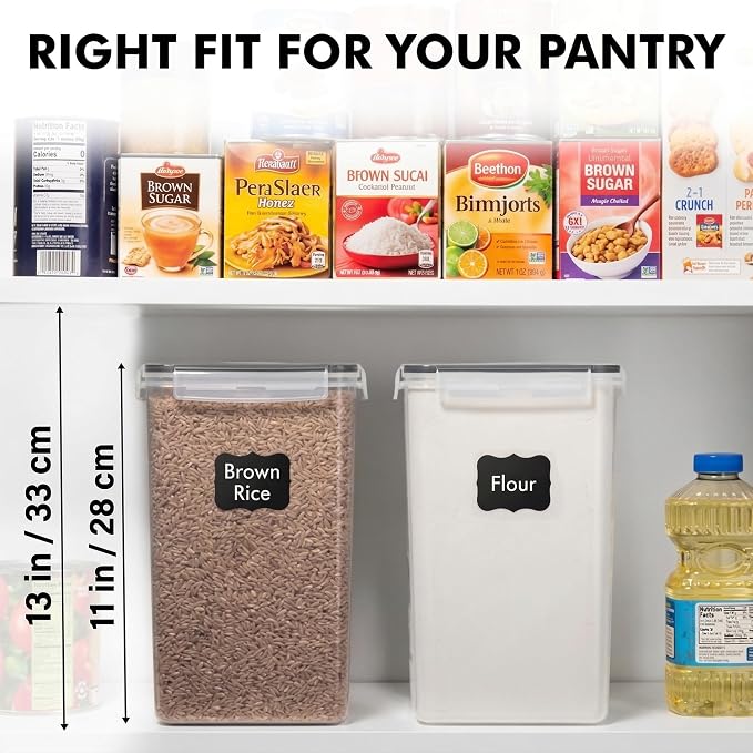 2 PC [7 Qt / 6.5L / 220 Oz] Large Food Storage Containers with Lids Airtight - BPA Free Clear Plastic Kitchen and Pantry Storage Containers for Cereal, Flour, Sugar, Rice