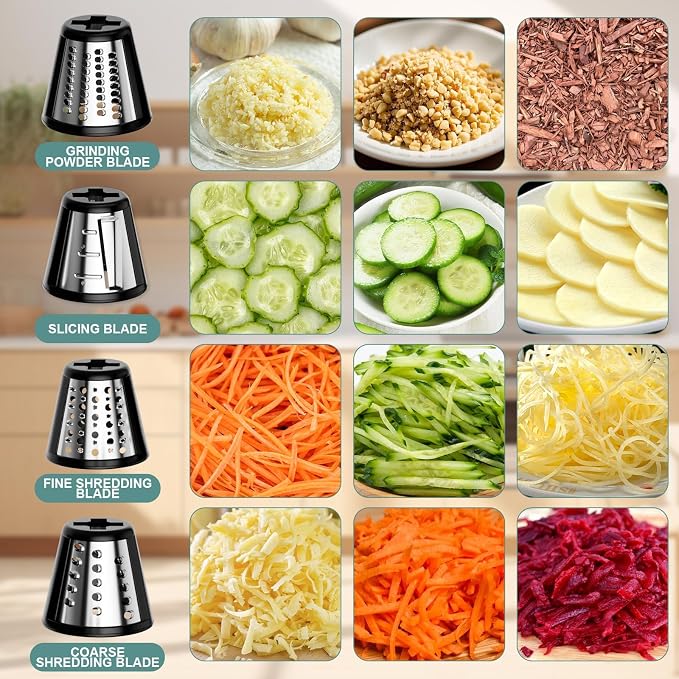 Slicer Shredder Attachment for Kitchenaid Stand Mixer | Salad Machine with Vegetable Slicer, Salad Maker, Cheese Grater Attachments for Kitchenaid Mixer Dishwasher Safe, Black