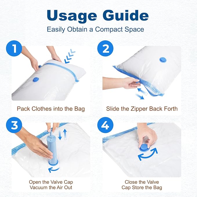HOUSE DAY 10 Jumbo Vacuum Storage Bags with Pump,Space Saving Vacuum Seal Bags For Clothing Travel, Vacuum Storage Bags For Clothes, Comforters, Blankets, Pillows, Bedding, Moving, Travel, Hand Pump