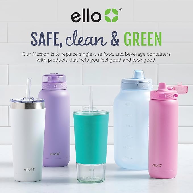 Ello Ogden Ceramic Travel Mug with Splash-Resistant Slider Lid and Protective Silicone Boot, Perfect for Coffee or Tea, BPA Free, Dishwasher Safe, Gray, 16 oz, 758-0438-040 | Splash-resistant ceramic travel mug with slider lid and protective silicone s...