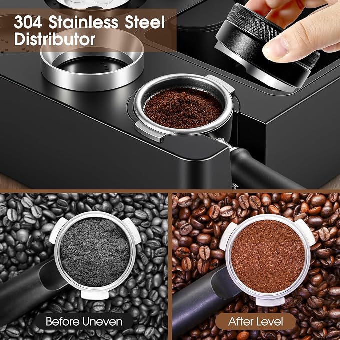 Reoszeank 58mm Espresso Accessories Kit, Tamping Station, Knock Box, Tamper | Coffee Distributor Leveler, WDT Distribution Tool, Dosing Funnel, Puck Screen, fits 58 mm Espresso Machines