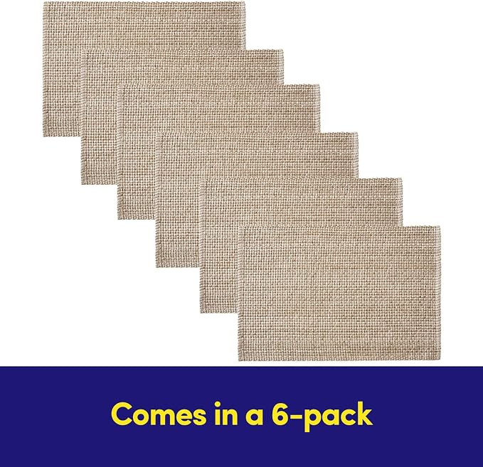 Sweet Home Collection 100% Cotton Placemats for Dining Room Rectangle Two Tone Woven Fabric 13" x 19" Soft Durable Table Mat Set, Set of 6, Eggshell