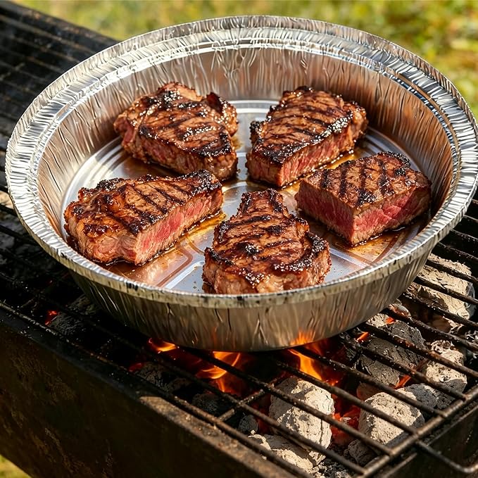 50 Pack 9" Round Aluminum Pans with Clear Lids, Pie Tins Disposable Foil Pans with Lids, Take Out Containers, Freezer Oven Safe Aluminum Baking Pans for Storing, Baking, Meal Prep & Reheating