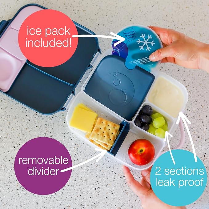 b.box Lunch Box, 8.5 Cup Bento Box for All Ages, Snack Box, Food Containers | Lunch Box Kids + Adults, Lunch Containers, 4 Compartments, Leak Proof, Dishwasher Safe, BPA Free, PFAS Free — Lemon Twist