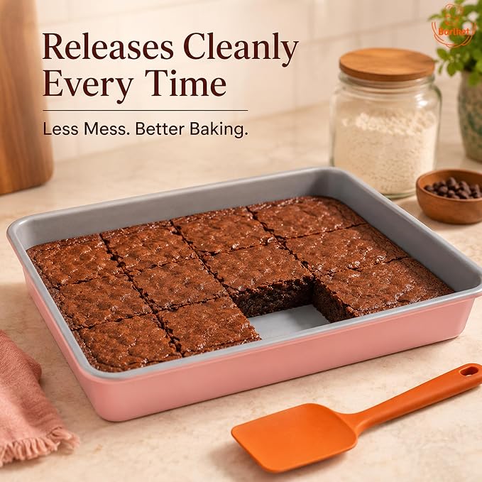 9x13 Baking Pan 2 Pack, Heavy Duty 2.5" Deep Lasagna Pan Nonstick | 9 x 13 Cake Pan Carbon Steel Lasagna Pans, 2.5 Inch Deep 13 x 9 Rectangular Cake Pans Set for Brownies, Casserole & Roasting