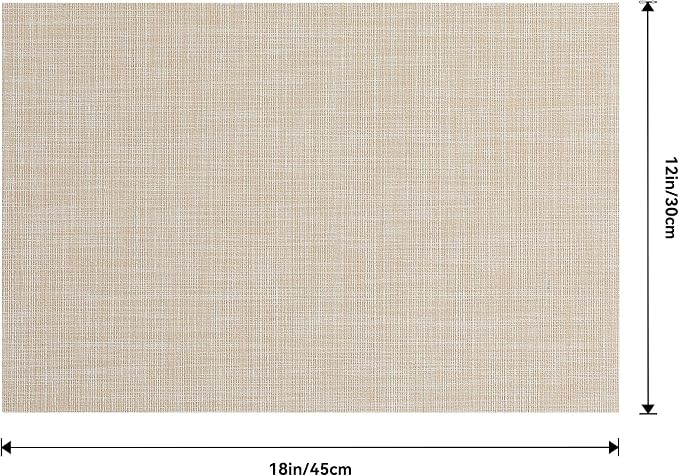 Leetaltree Beige Placemats Set of 24 - Heat Resistant Non-Slip Place mats for Dining Table, Washable Durable PVC Vinyl Woven Table Mats(Beige, 24)