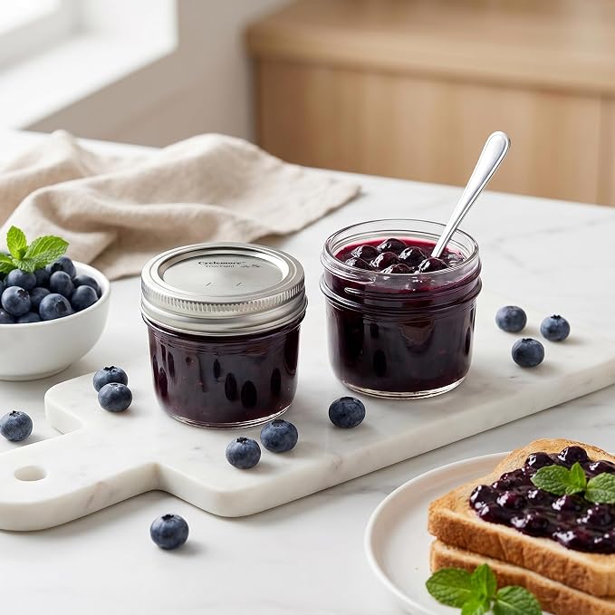 CycleMore 4oz Mason Jar, 40 Pack Clear Glass Jars with Silver Split Lids | Airtight, BPA-free, Bulk Value, WasherSafe, Clear Glass jars with Lids, Perfect for Honey, Jam, Gifts, Decor and Favors.