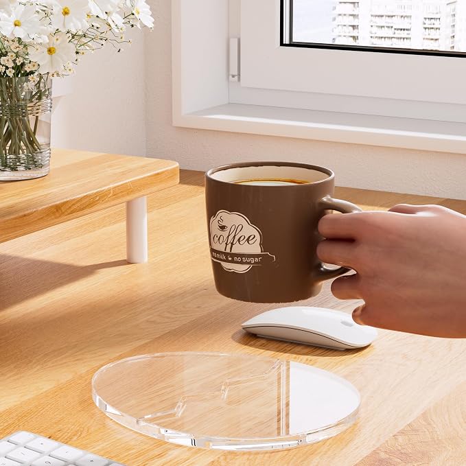 Acrylic Coaster Decorative Plates,2Pcs/Set Office Desk Accessories, Clear Dinosaur Egg Shape Coffee Cup Decor, Perfect for Tabletop Protection and Display.