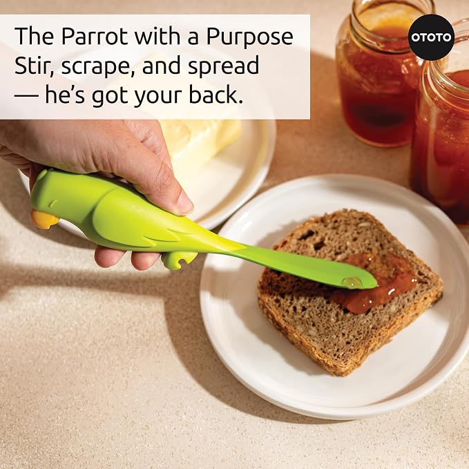 OTOTO Jar Scraper Spatula - Silicone Scraper, Cute Kitchen Accessories, Unique Fun Cooking Kitchen Gadgets for Foodies - BPA-free & 100% Food Safe (Parry)