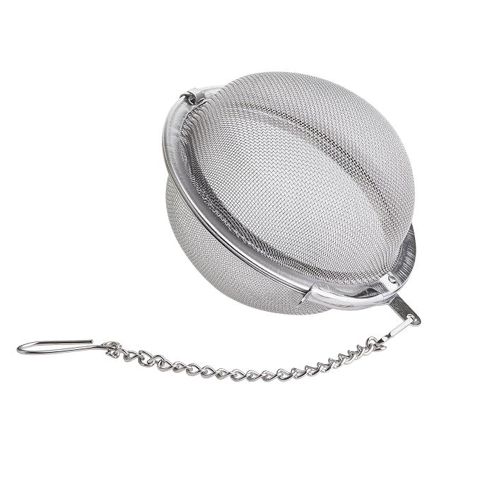 Tiesta Tea Small Stainless Steel Infuser Ball for Loose Leaf | Reusable Strainer with Extra Fine Mesh & Chain, Single Cup Steeper, Ideal for Hot & Iced Brewing, Holds 1 TBSP of Tea