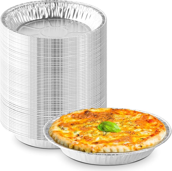 Aluminum Foil Pie Pans, 8 inch Tart Tins, 50 ct. | Made in USA, 7" Inner Diameter, Disposable Foil, Freezer & Oven Safe, For Pies, Quiche & Tarts