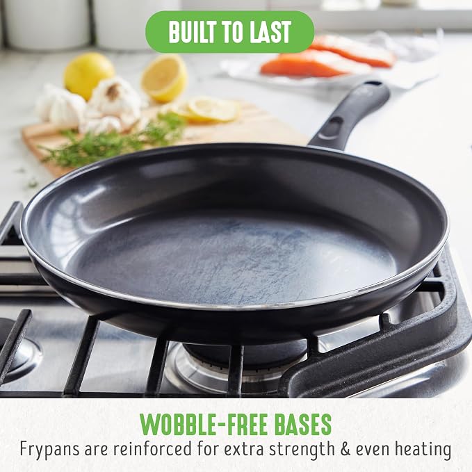 GreenLife 16 Piece Ceramic Nonstick Pots & Pans Cookware Set, Black | PFAS-Free Nonstick Coating, Stockpot, Frying Pans, Saucepans, Sauté Pan, Stay-Cool Handles, Dishwasher & Oven Safe up to 350F