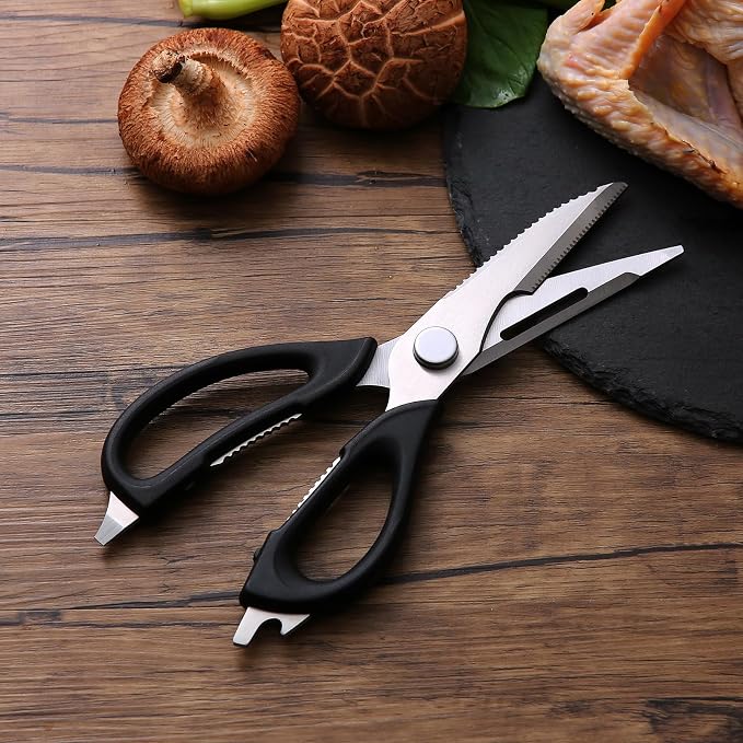 Come Apart Kitchen Scissors for Food, All Purpose Kitchen Shears (Black) | Easy to Clean, Detachable Blade, Comfort Grip, Multi Functional Cooking Scissors for Meat, Poultry, Fish