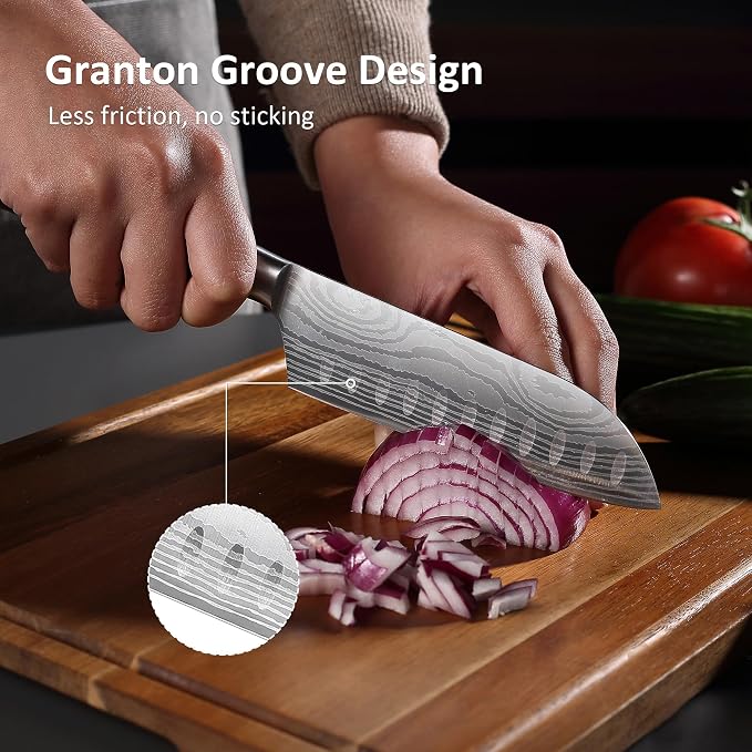 PAUDIN Santoku Knife, 5 inch Chef Knife, Ultra Sharp Kitchen Knife | Japanese Chef Knife with Sheath, High Carbon Stainless Steel, Ergonomic Pakkawood Handle