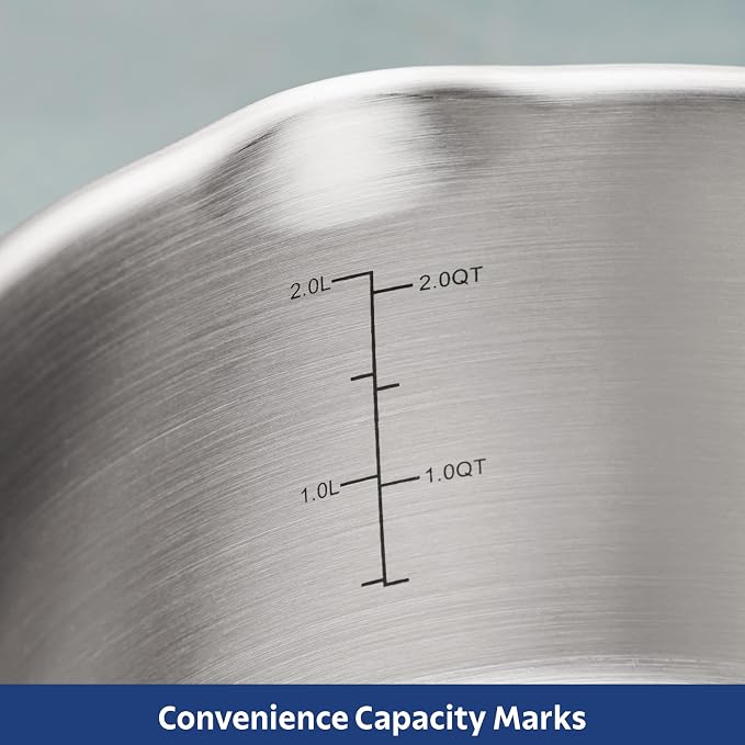 Tramontina Tempo Tri-Ply Base Stainless Steel 3-Qt Sauce Pan with Lid | Induction-Ready Saucepan, Oven-Safe, Dishwasher-Safe