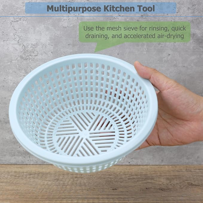 EIKS 8.5-inch Small Colander, Plastic Strainer Basket - 3 Pack | For Rinsing Draining and Air Drying, Veggies Berry Fruits, Meal Prep