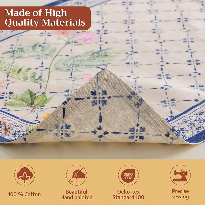 Maison d' Hermine Placemats Set of 4 Reusable 100% Cotton (13"x19") | Cloth Place Mats Washable Table Mats for Kitchen Dining Party Wedding Hotel Home Restaurant Spring Summer - Faience
