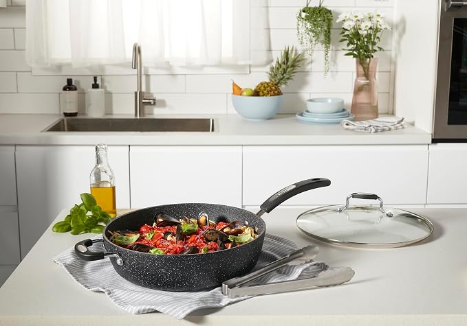 Starfrit The Rock Classic 12.5" (32cm) Non-Stick Deep Fry Pan with Helper Handle - Durable Forged Aluminum - Oven Safe - PFOA Free - Easy to Clean