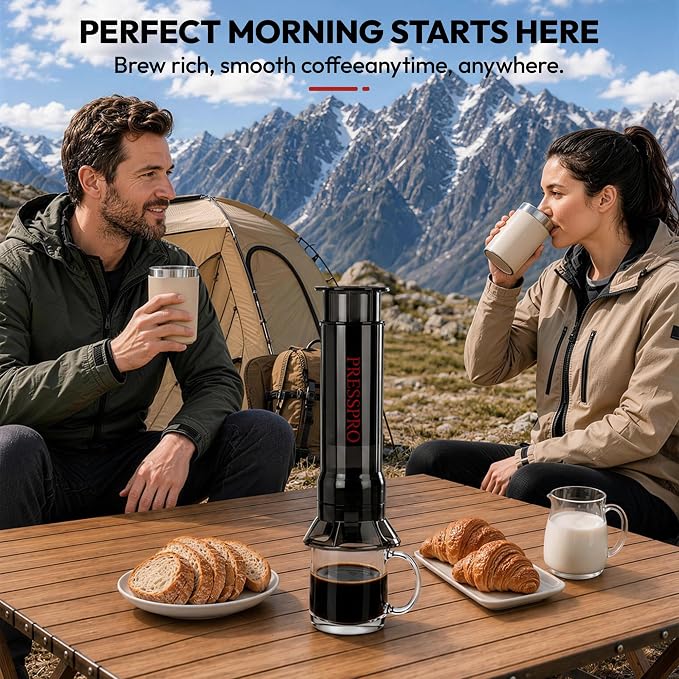 Camping French Press - Portable Coffee Maker for K Cup Pods and Grounds | Mini Coffee Press with No Grit Filter,Paper-Free Brewing,Less Bitterness & More Flavor,Camping Essentials,Hiking or Travel