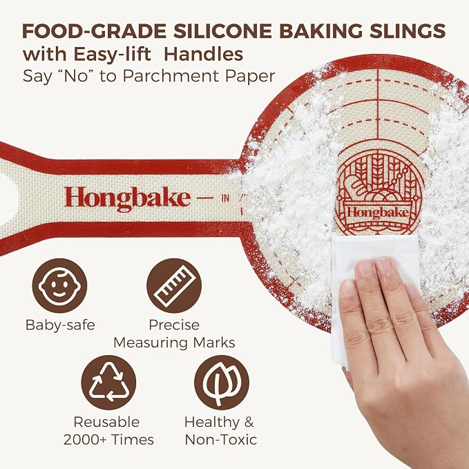 8 Inch Round Cake Pan Set for Baking with 2 Pcs Silicone Baking Sling Mats, Nonstick Circle Cake Pans Set of 2, 2.5" Deeper Layer Cake Tin for Oven, Cheesecake Mold, Huty Duty, Golden