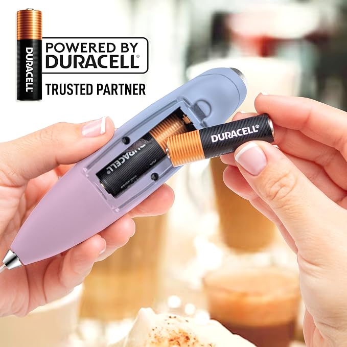 Zulay Kitchen Powerful Milk Frother Wand With Duracell Batteries - Ultra Fast Handheld Drink Mixer - Electric Whisk Foam Maker for Coffee, Lattes, Cappuccino & Matcha - Z1 Motor - Lavender