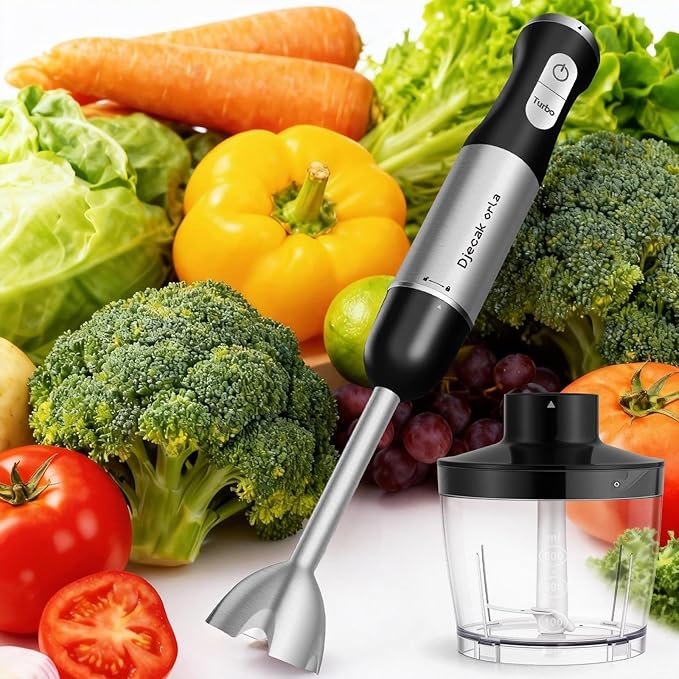 Upgrand 1100W 5-in-1 Immersion Blender Handheld, Black | 30 Speed Stick Blender with Turbo, 15,500 RPM, Includes Whisk, Milk Frother, 500ml Chopper & 600ml Beaker